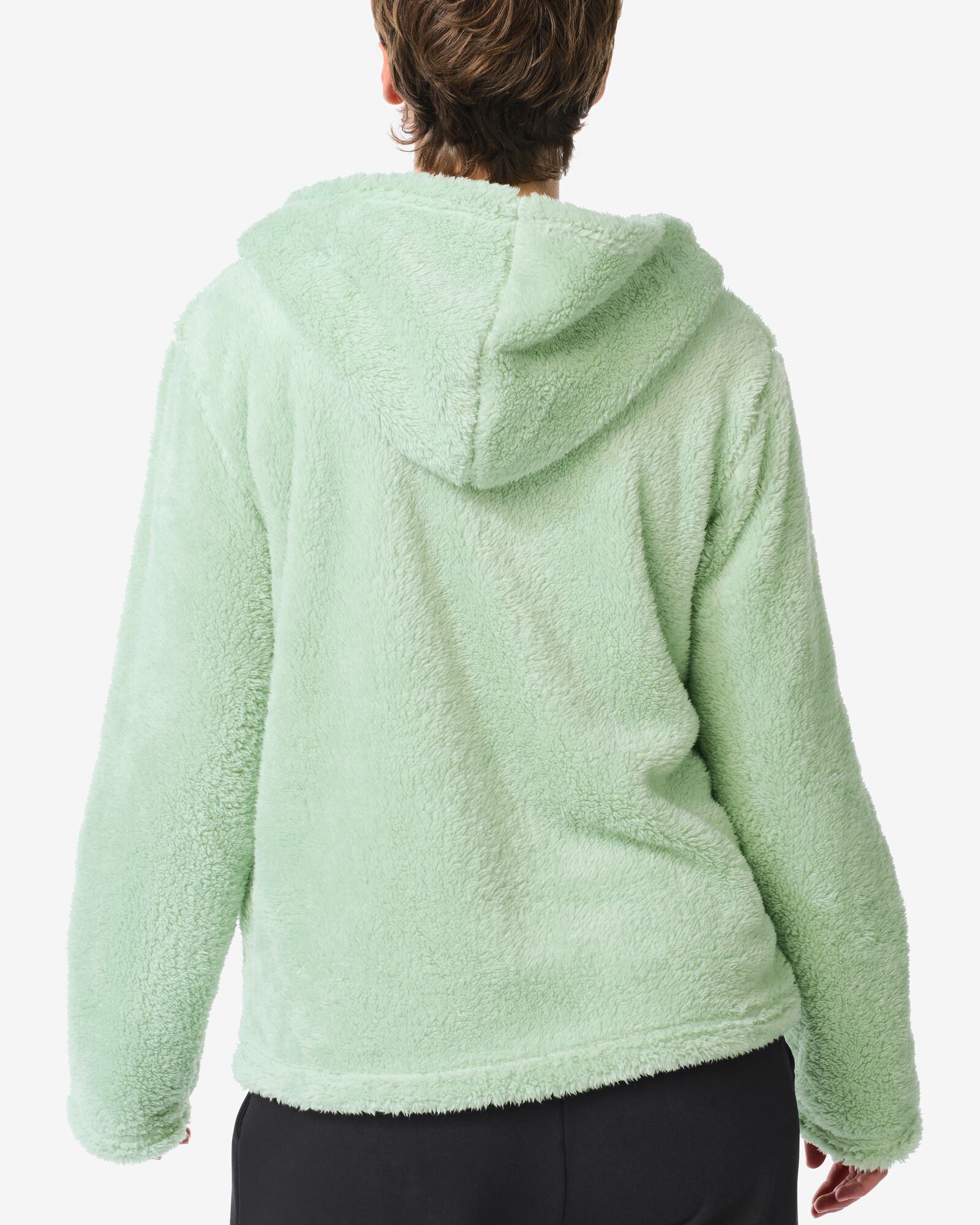 Damen-Loungejacke aus Teddyfleece gr&uuml;n gr&uuml;n - 23401255GREEN - HEMA