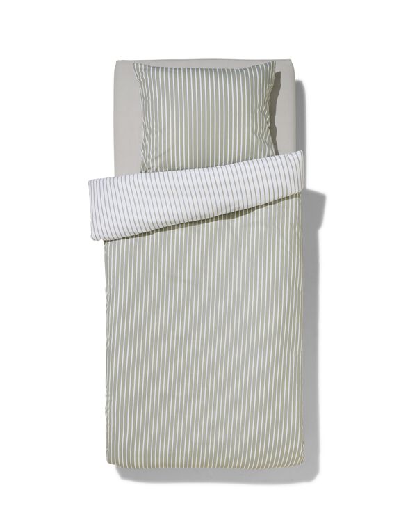 housse de couette 140x200/220cm coton doux ray&eacute; vert - 5790173 - HEMA