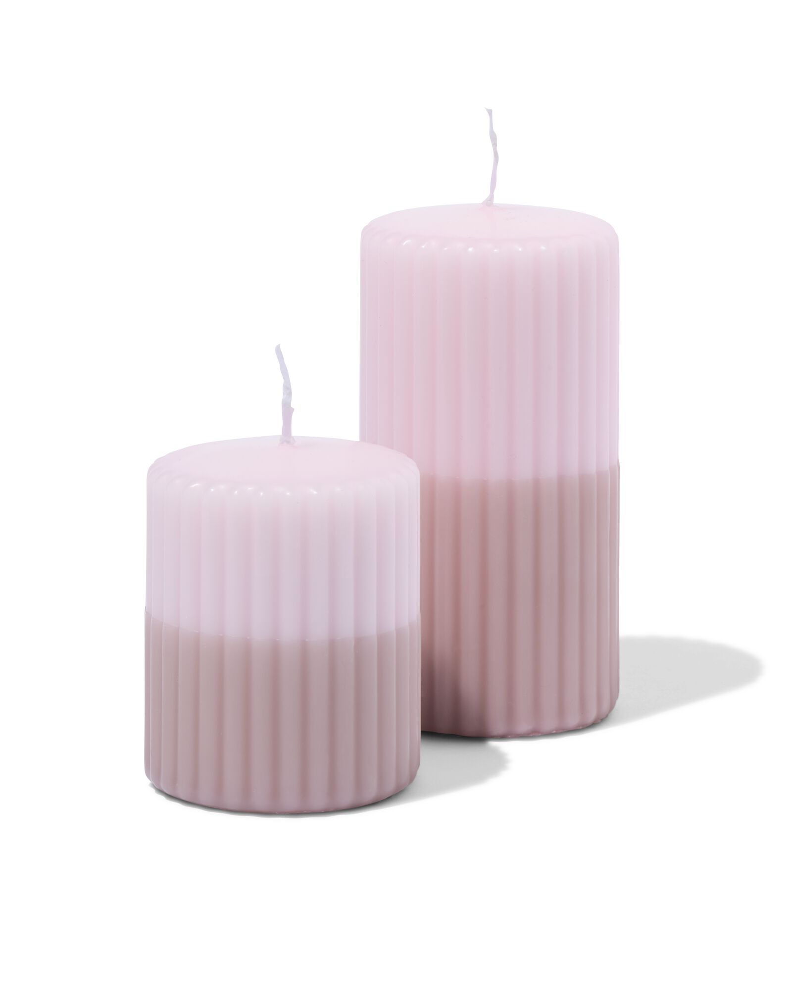 stompkaars ⌀7x13cm ribbel naturel-lichtroze - 13509071 - HEMA