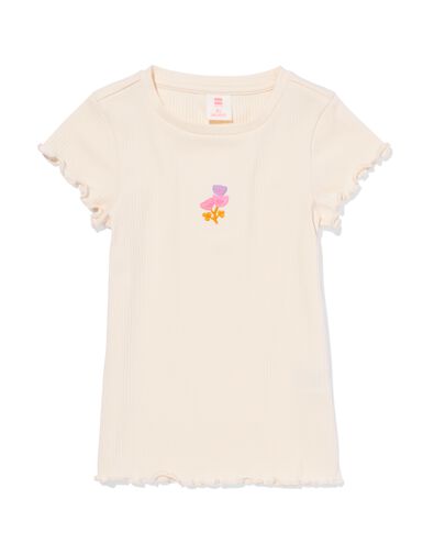 Kinder-T-Shirt gerippt mit Blumen ecru ecru - 30846424ECRU - HEMA