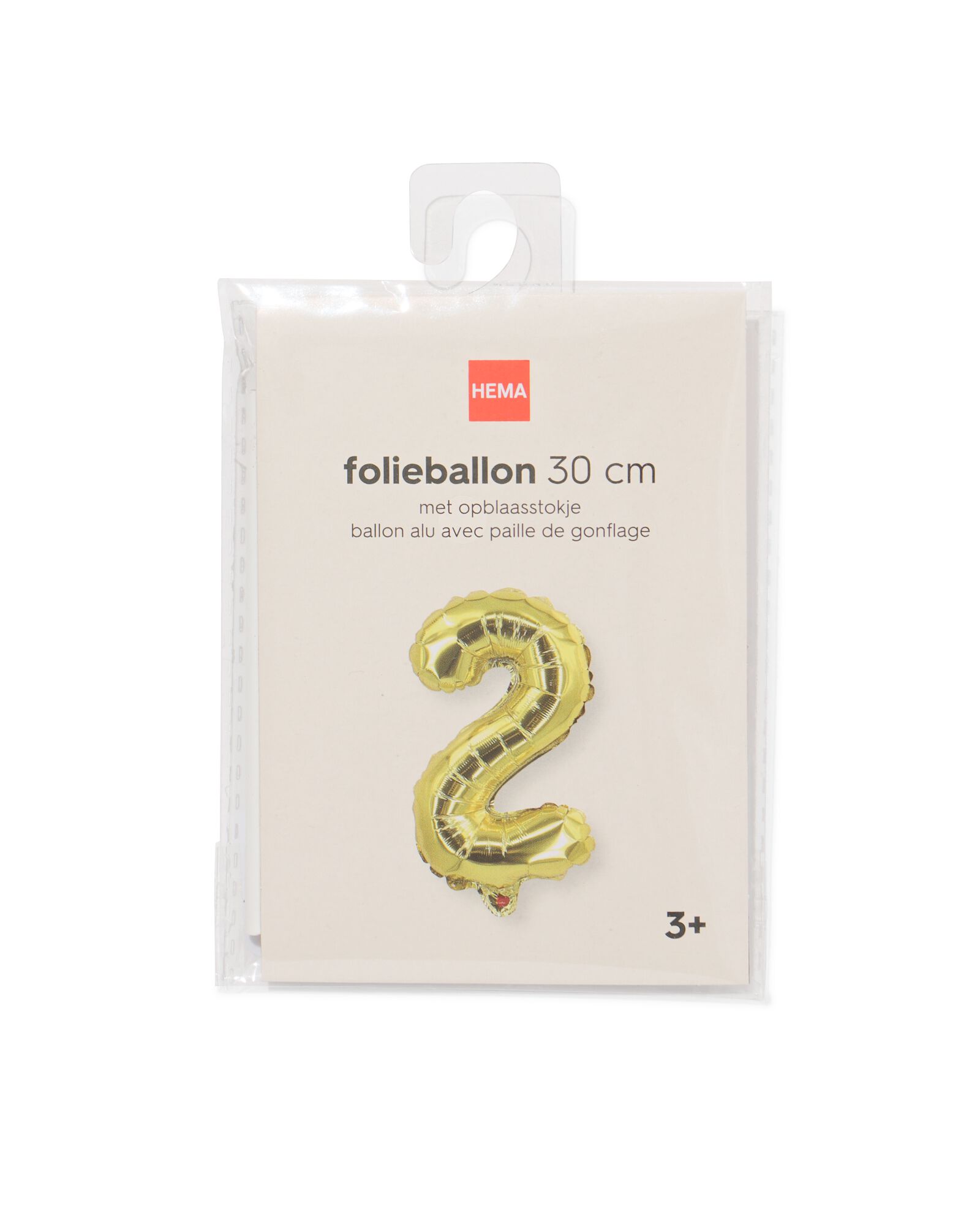 folieballon cijfer 2 30cm goud - 14260023 - HEMA