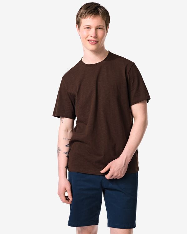 heren T-shirt Jaap slub bruin bruin - 2178870BROWN - HEMA