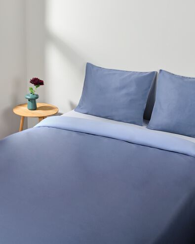 housse de couette 240x200/220 cm coton h&ocirc;tel satin bleu - 5750160 - HEMA