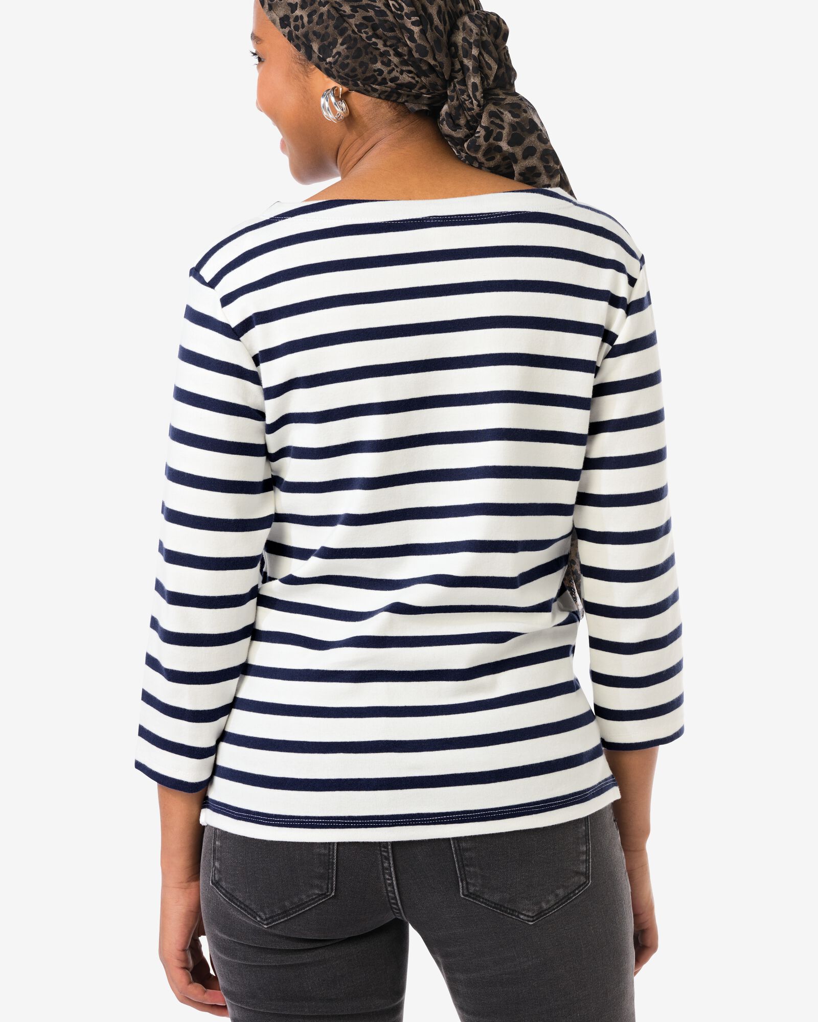 dames T-shirt Cara jersey strepen donkerblauw donkerblauw - 36302280DARKBLUE - HEMA