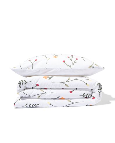 housse de couette en coton doux 140x200/220 fleurs blanc - 5790203 - HEMA