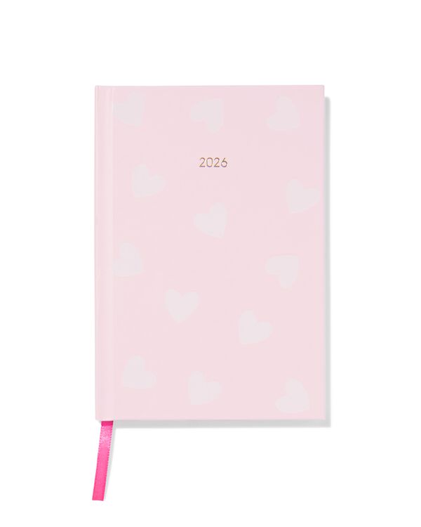 Kalender 2026, DIN A5, Herzen, rosa - 14500601 - HEMA