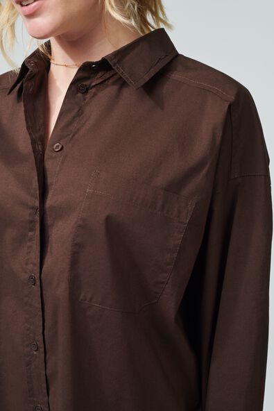 dames blouse poplin India bruin S - 36250761 - HEMA