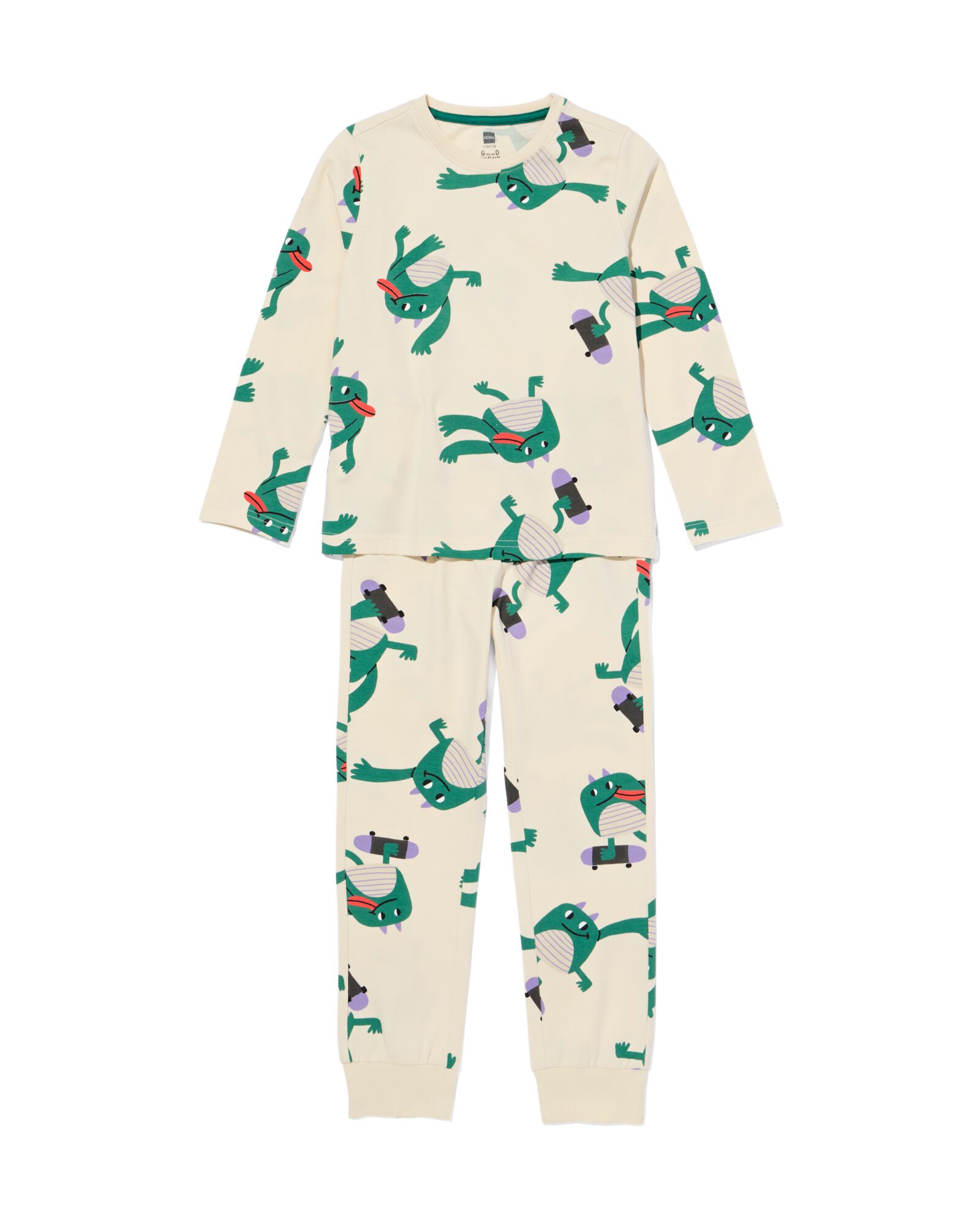 kinderpyjama monster gebroken wit gebroken wit - 23000650OFFWHITE - HEMA