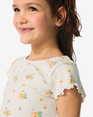 t-shirt enfant avec côtes blanc cassé 158/164 - 30836233 - HEMA