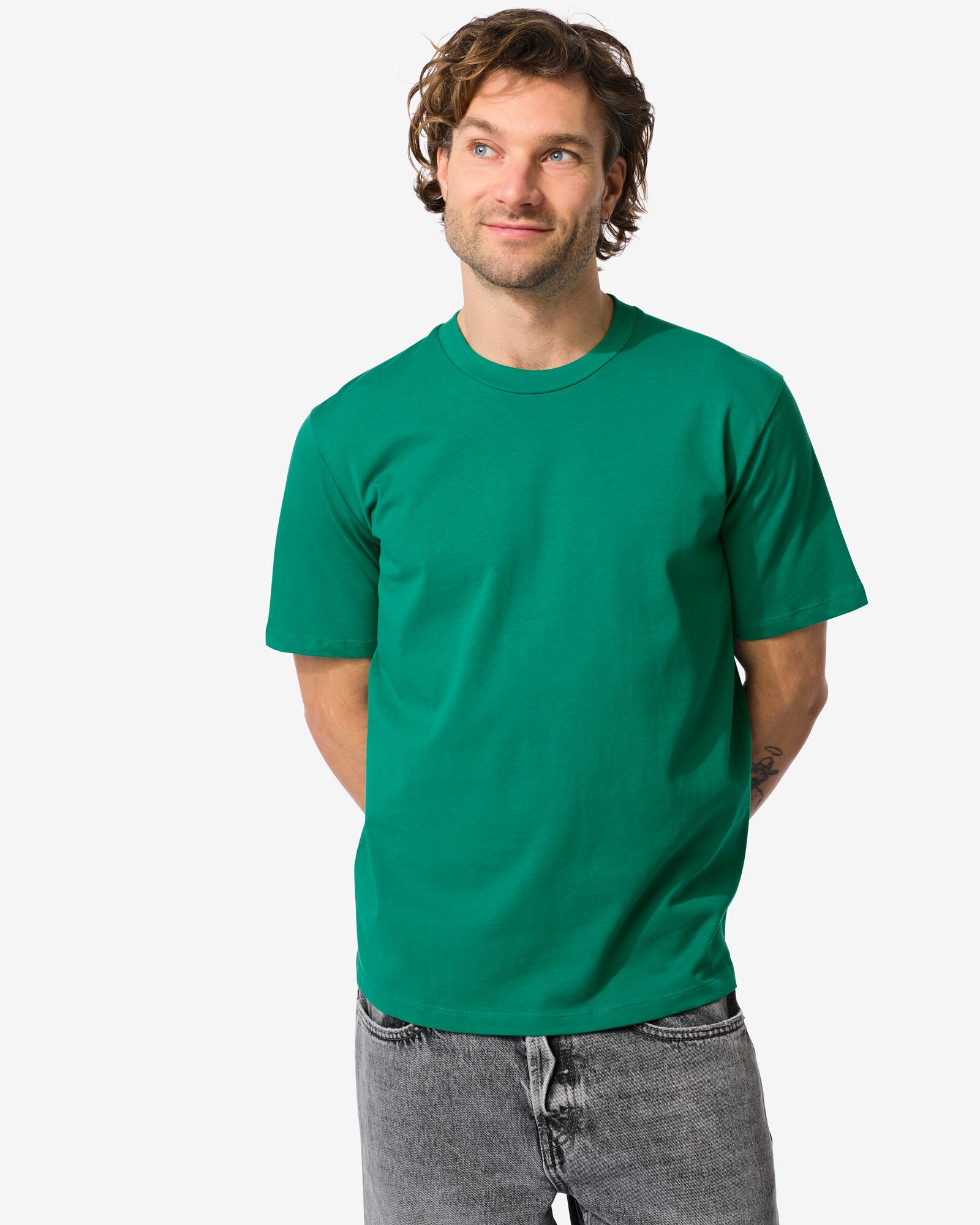t-shirt homme coupe d&eacute;contract&eacute;e  vert vif - 2140530BRIGHTGREEN - HEMA