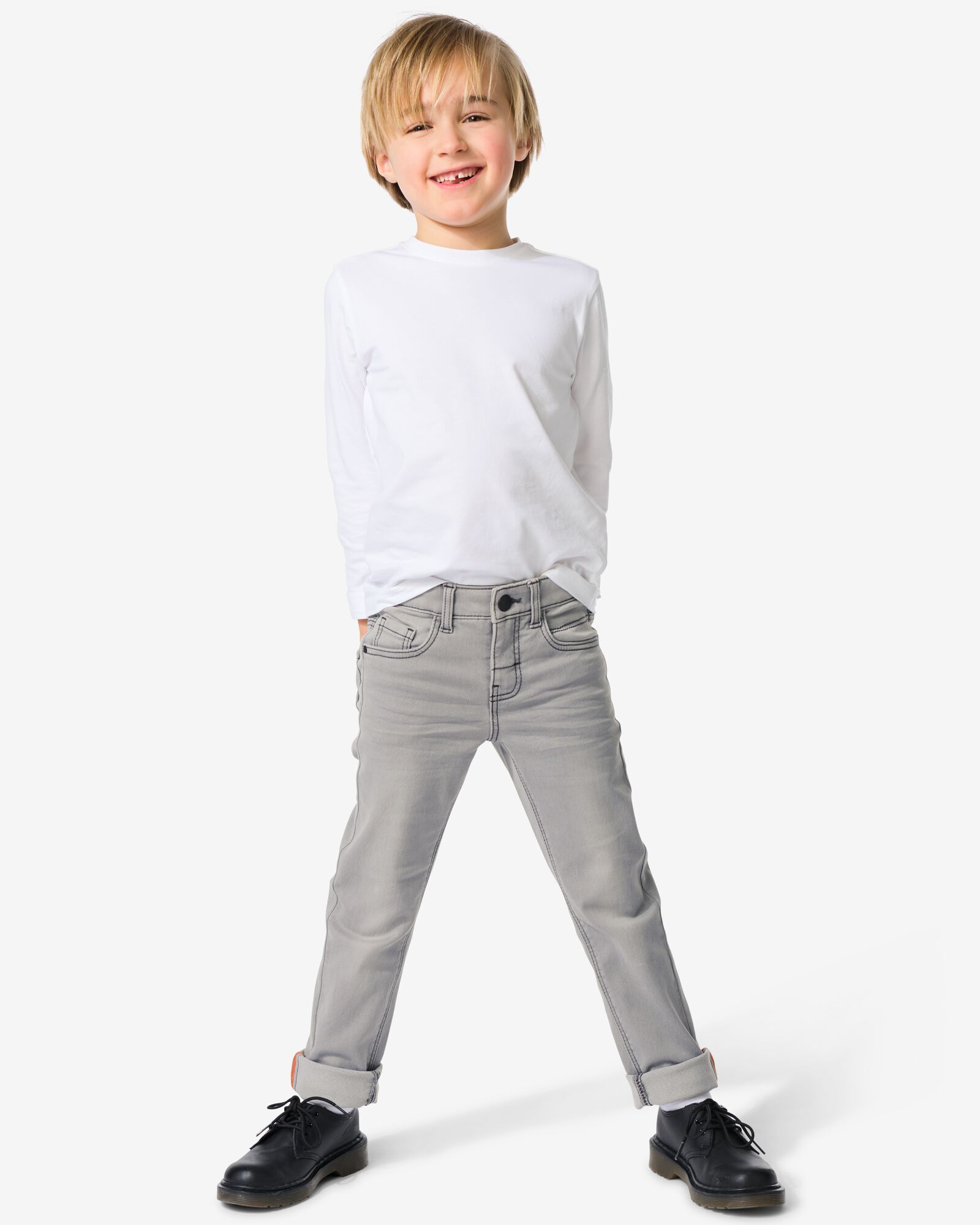 kinder broek jogdenim skinny fit grijs grijs - 1000028292 - HEMA