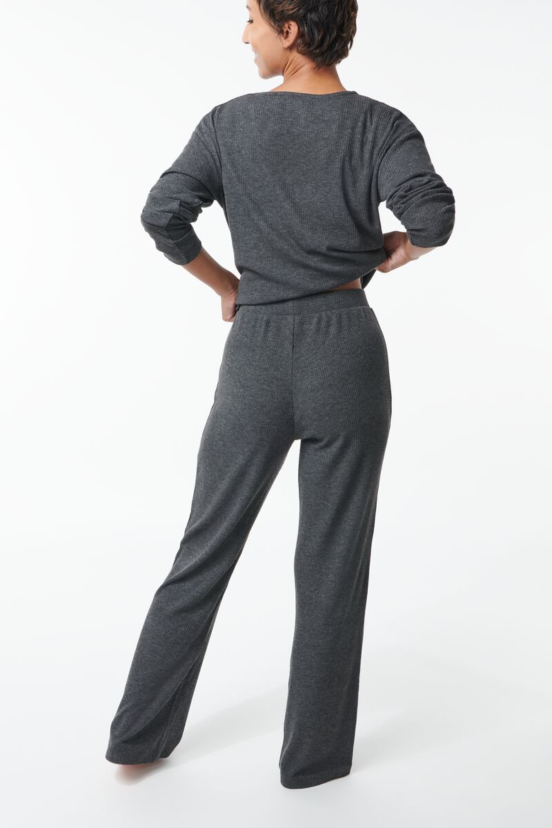 pantalon lounge femme côtelé gris foncé - 1000029524 - HEMA