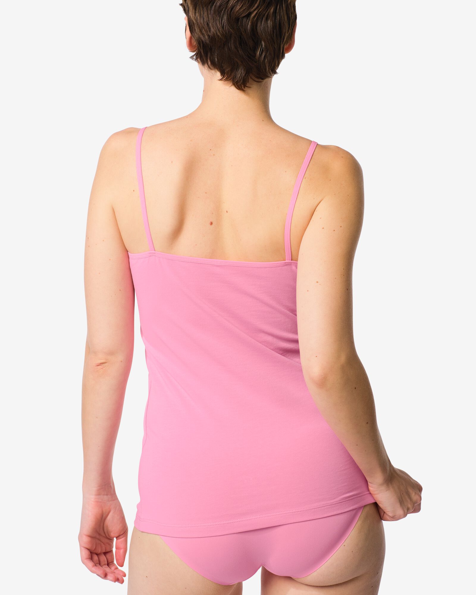 dameshemd katoen spaghettibandjes roze roze - 19602403PINK - HEMA