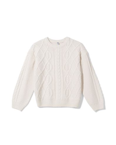 Damenpullover mit Zopfmuster Helly eierschalenfarben - 36204960OFFWHITE - HEMA