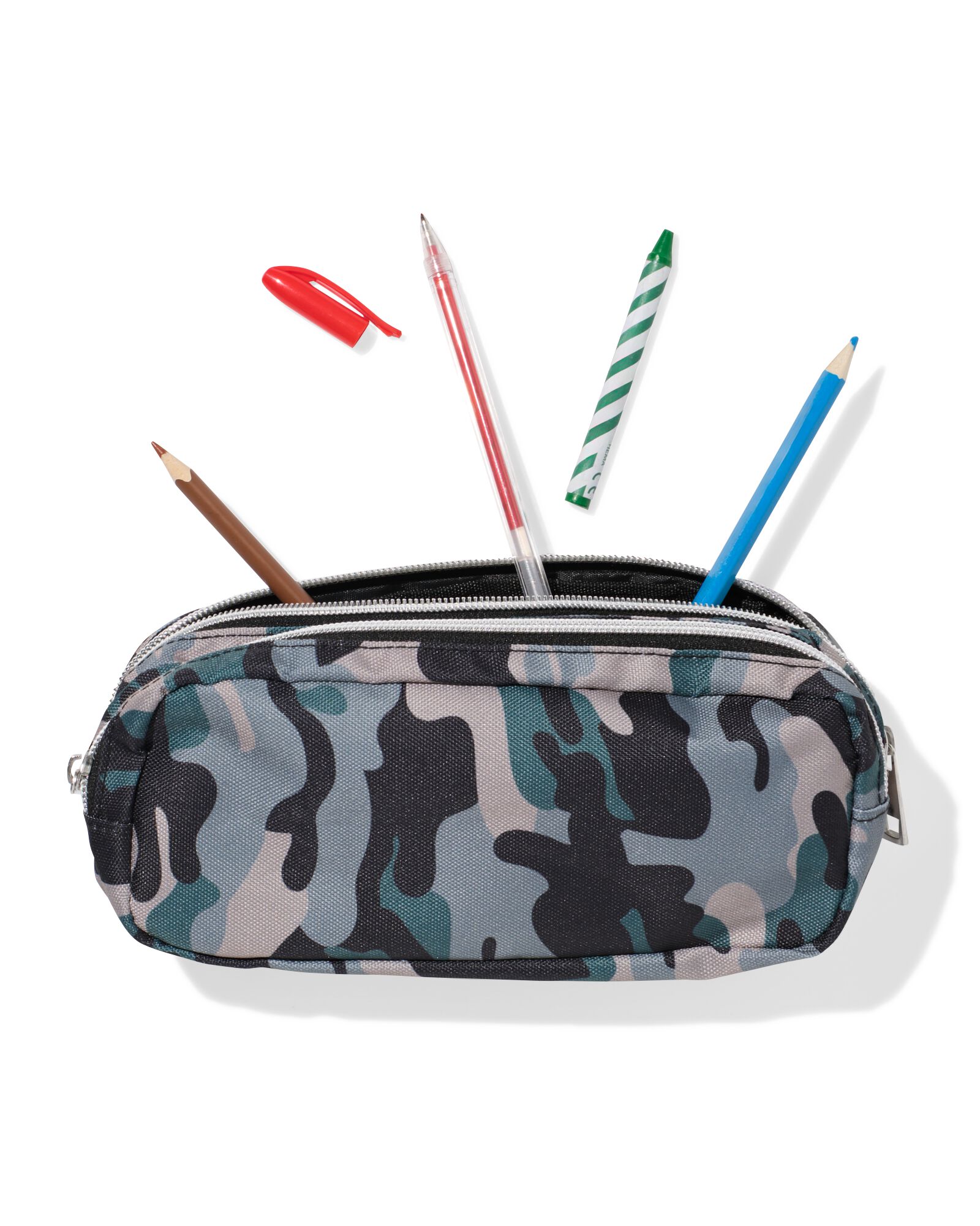 etui dubbele rits camo - 14590438 - HEMA