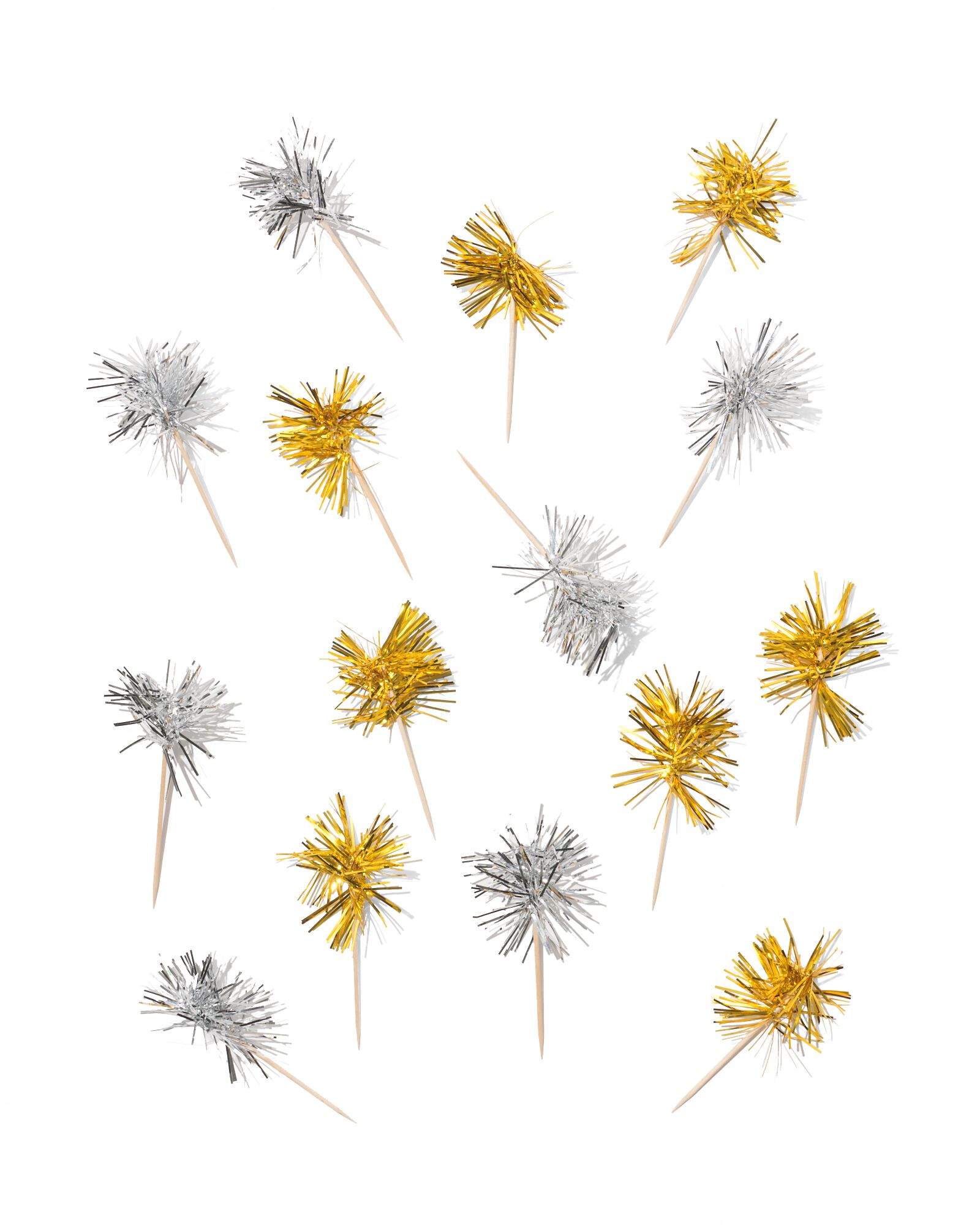 piques &agrave; cocktail 8cm dor&eacute;s-argent&eacute;s - 15 pi&egrave;ces - 14250372 - HEMA