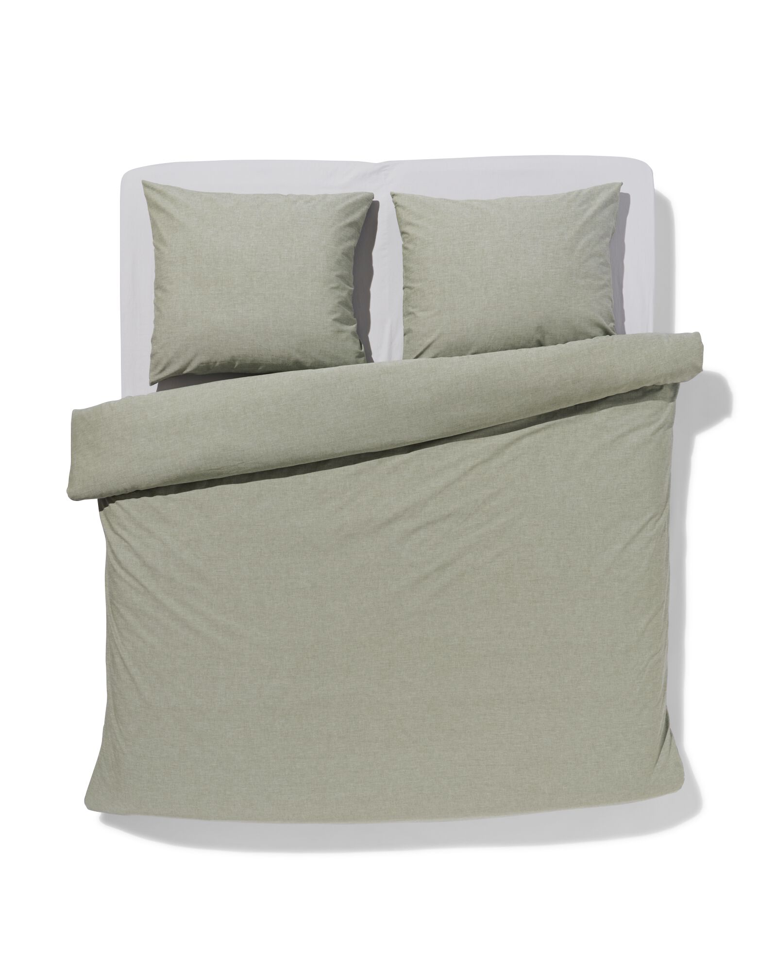 housse de couette 200x200/220cm chambray vert - 5790231 - HEMA