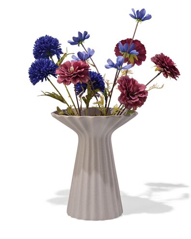 Vase ⌀ 20 x 25 cm Keramik gerippt Kragen taupe  - 13326017 - HEMA