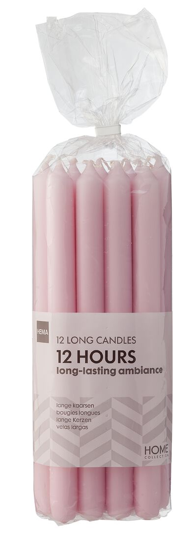12 longues bougies dintérieur Ø2.2x29 rose clair - 1000015441 - HEMA