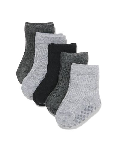 baby sokken met katoen - 5 paar grijs 0-6 m - 4750341 - HEMA