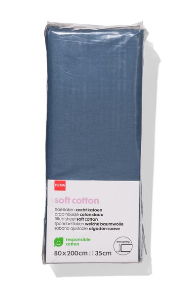 Boxspring-Spannbettlaken, 80 x 200 cm, Soft Cotton, blau - 5120094 - HEMA