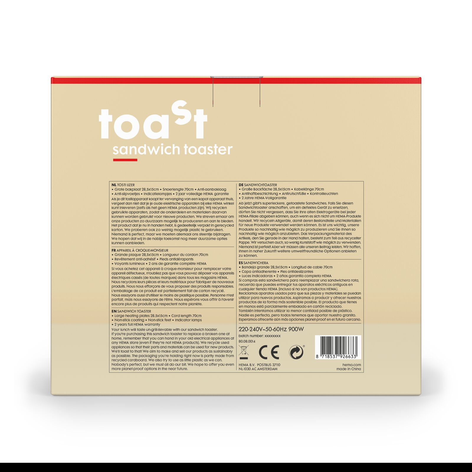 tosti ijzer - 80080014 - HEMA