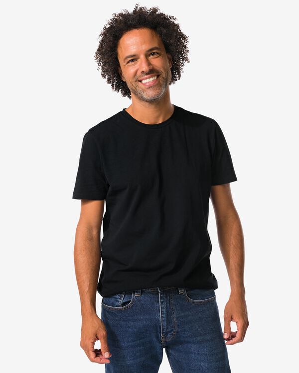 t-shirts homme slimfit col rond - lot de 2 noir noir - 34290570BLACK - HEMA