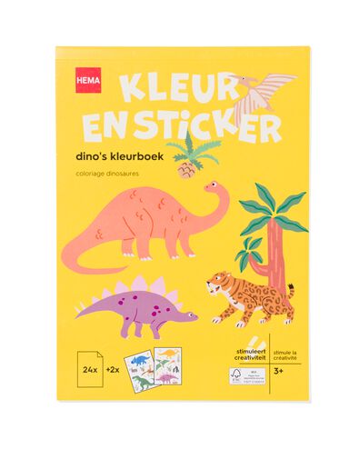 kleurboek met stickers dinos 3+ - 15910228 - HEMA