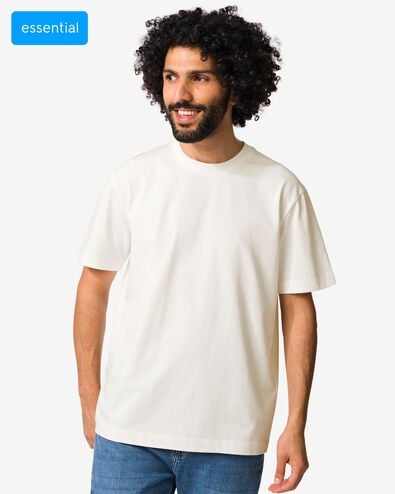 heren T-shirt Elias relaxed fit gebroken wit gebroken wit - 2129830OFFWHITE - HEMA