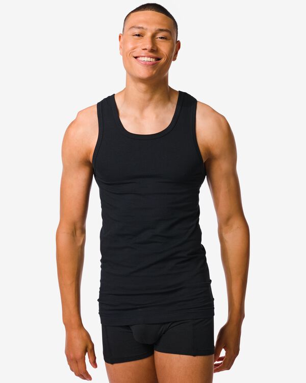 chemises homme sans couture perfect comfort - 2 pi&egrave;ces noir noir - 1000009783 - HEMA