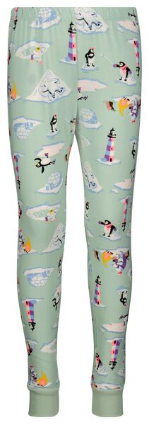 kinder pyjama katoen/stretch pinguïn met poppennachtshirt lichtgroen lichtgroen - 1000028386 - HEMA