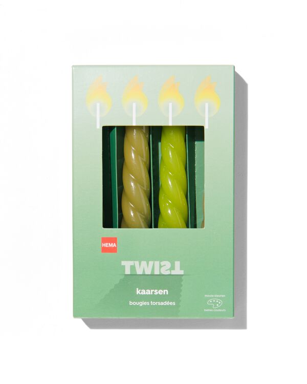 4 bougies torsad&eacute;es &Oslash;2.2x14 vert - 13506047 - HEMA