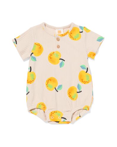 newborn body rib katoen met stretch citroenen ecru - 33423220ECRU - HEMA