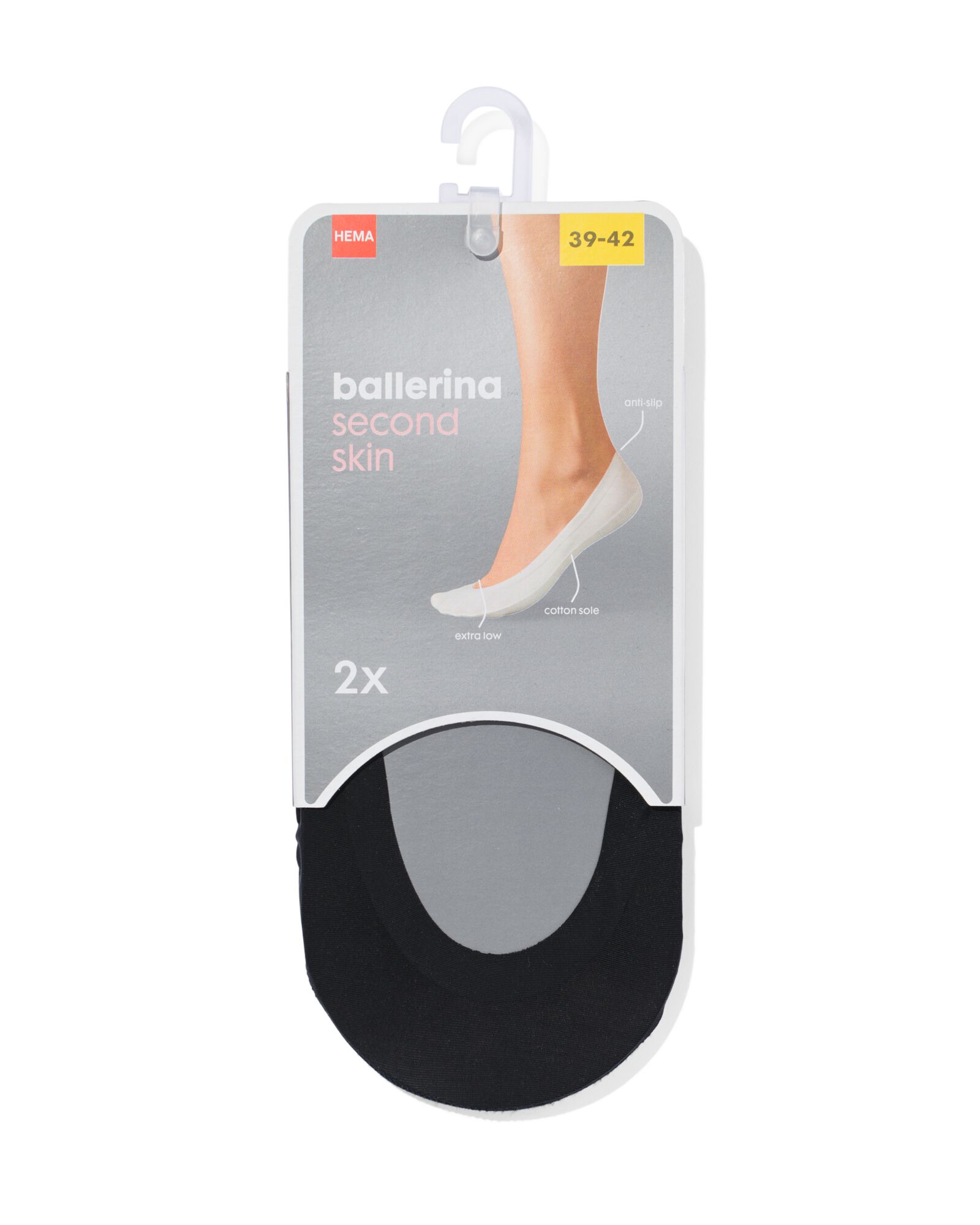 2er-Pack Ballerina-Füßlinge schwarz - 1000012863 - HEMA