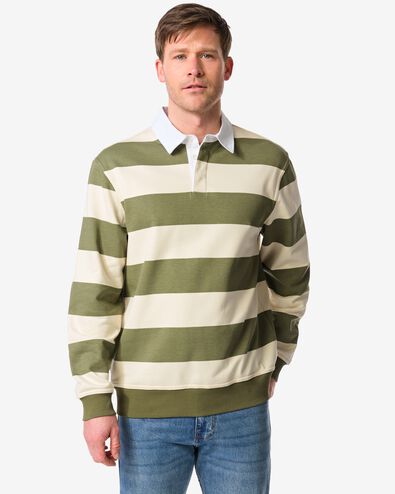 pull homme Sammy tissu sweatshirt rayures vert moyen vert moyen - 2130420MIDGREEN - HEMA