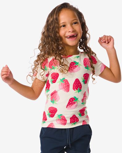 Kinder-T-Shirt, Erdbeeren pfirsich 122/128 - 30864160 - HEMA