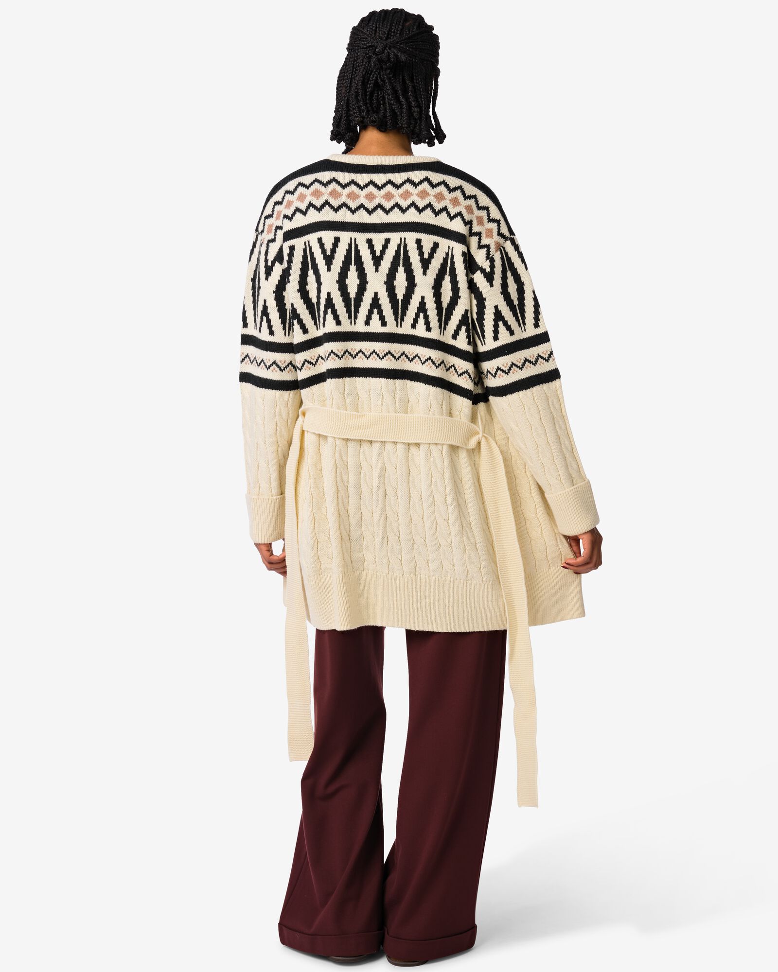 cardigan femme Oona graphique blanc cass&eacute; - 36205850OFFWHITE - HEMA