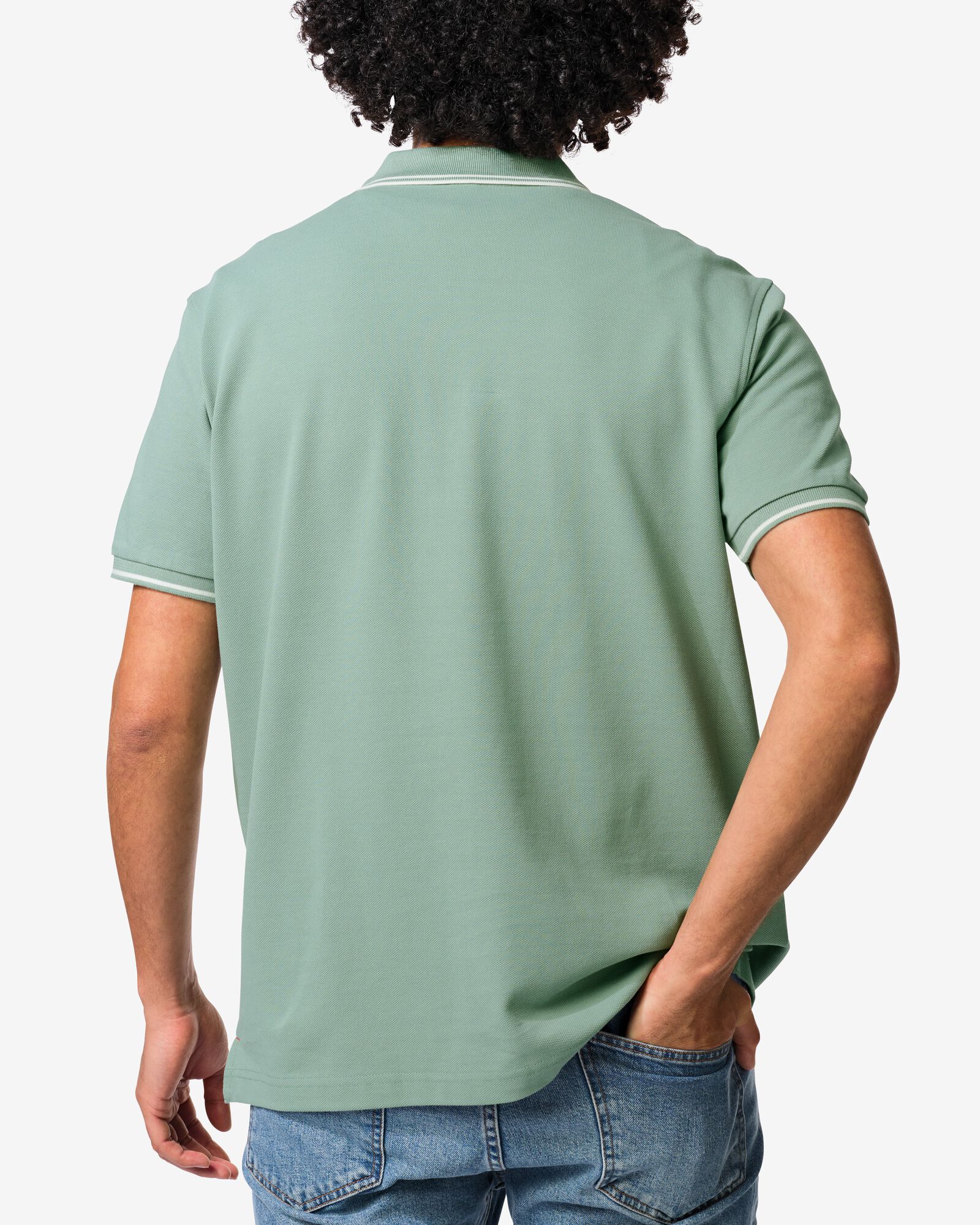 herenpolo Denton piqu&eacute; zeegroen zeegroen - 2140540SEAGREEN - HEMA