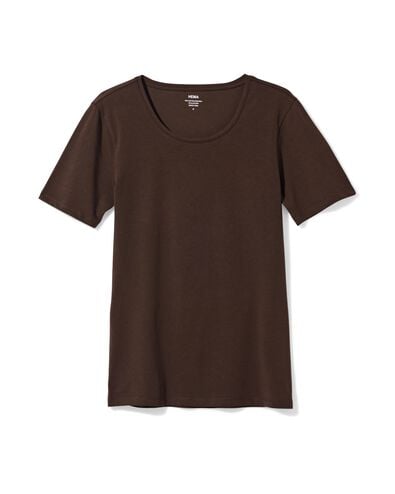 t-shirt femme slim fit col rond  marron marron - 36310320BROWN - HEMA