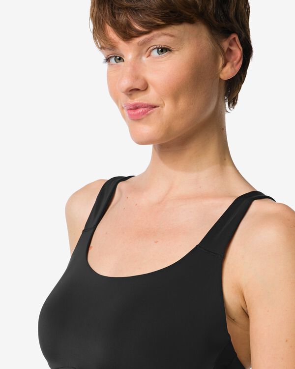 voorgevormde sportbh zonder beugel medium support zwart zwart - 21700325BLACK - HEMA