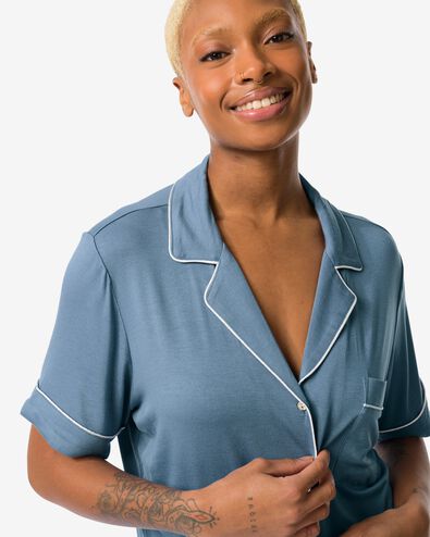 t-shirt de nuit femme viscose bleu moyen bleu moyen - 23480230MIDBLUE - HEMA