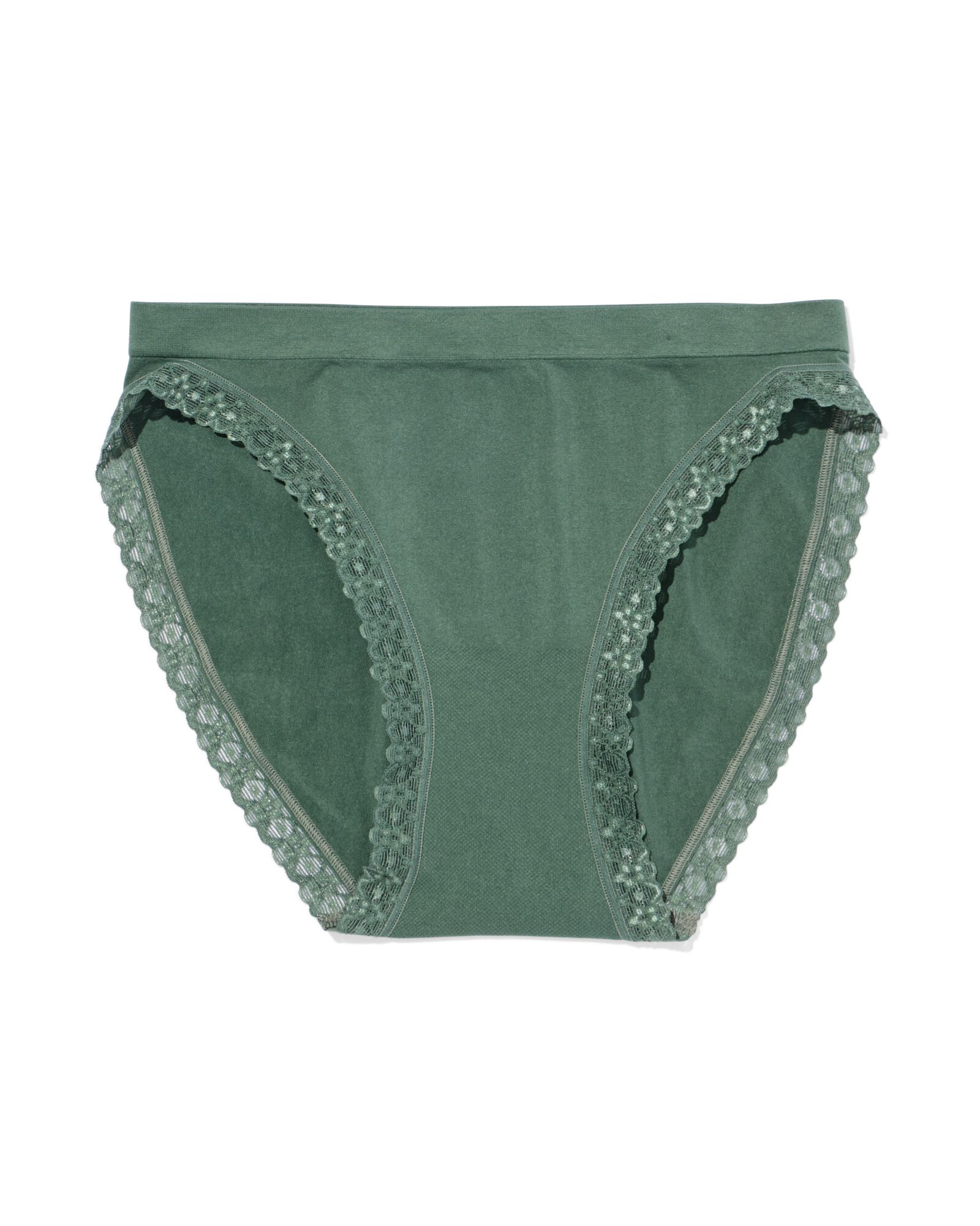 slip femme sans coutures microfibre et dentelle vert fonc&eacute; - 19611373DARKGREEN - HEMA
