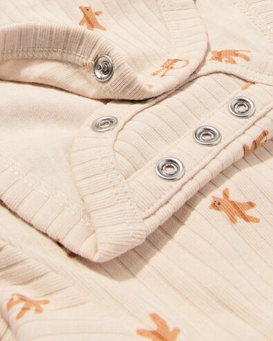 newborn meegroei overslag body rib beren ecru - 33429420ECRU - HEMA
