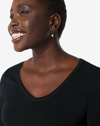 t-shirt femme, coton biologique noir noir - 1000010400 - HEMA