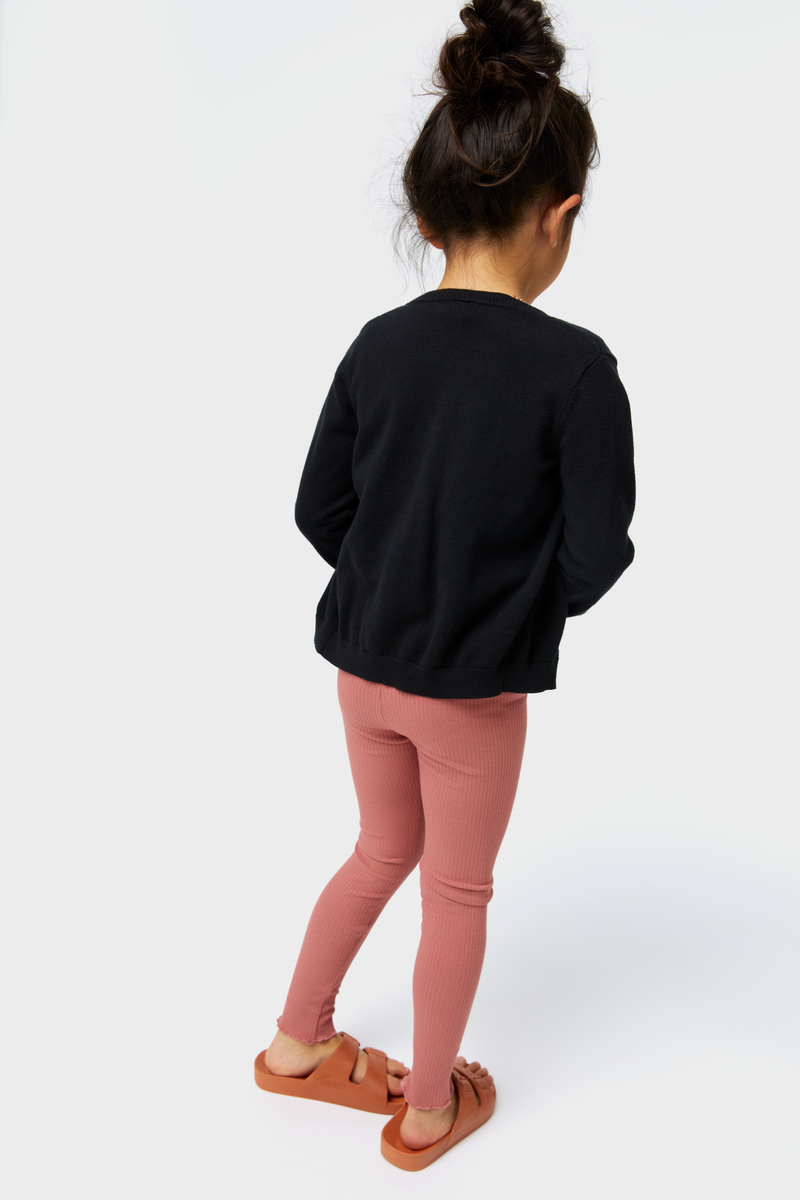 Kinder-Leggings mit Glitzerbund, gerippt rosa rosa - 1000028080 - HEMA