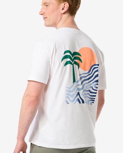 Herren-T-Shirt, mit Rückenaufdruck weiß XXL - 2115818 - HEMA