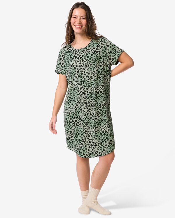 chemise de nuit femme l&eacute;opard jersey vert vert - 23401355GREEN - HEMA