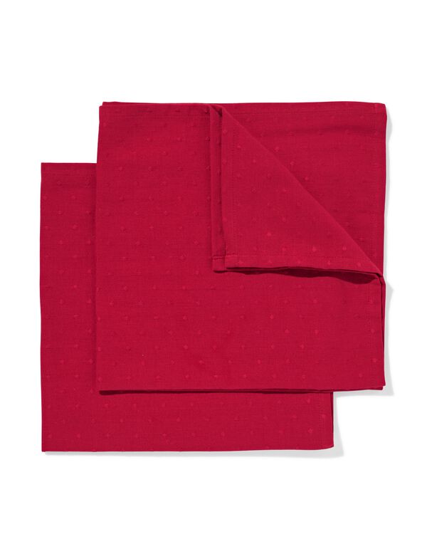 servetten 47x47cm jacquard stippen rood - 5300146 - HEMA