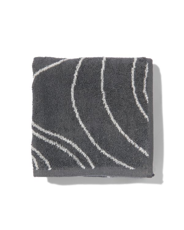 essuie-mains - 50 x 50 - coton - gris - vagues - 5490040 - HEMA
