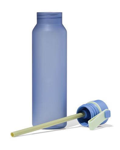waterfles met rietje 600ml blauw - 80650232 - HEMA